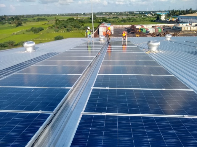 Rooftop solar panel installation by Somappaa Infraa